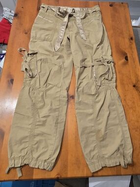 Abercrombie Cargo Pants with Satin Details Size 8 Khaki Tan Baggy 90s Pants FLAW